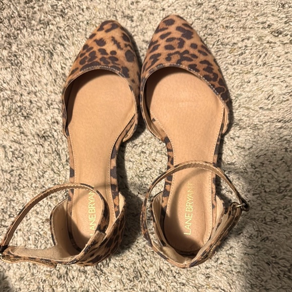 Lane Bryant Brown Leopard Flats with Ankle Straps - Picture 1 of 4